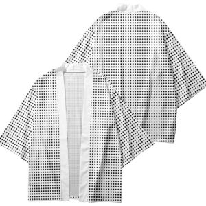 Kimono Pois Noir Blanc Traditionnel Homme Femme