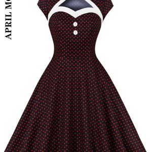 Robe Mi-Longue Vintage Trapèze Rockabilly