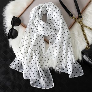 Foulard Femme Élégant Mousseline Pois