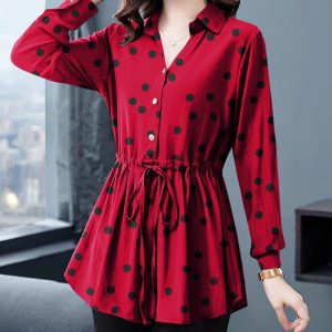 Chemise Imprimée Vintage Froncée Automne
