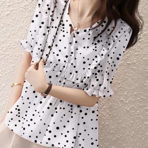 ZANZEA Chemisier Surdimensionné Volants Mode Pois