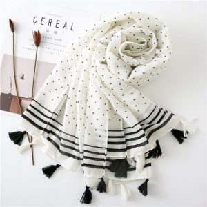 Écharpe Bohème Chic Coton Pois Unique