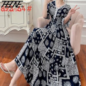 Robe Bohème Été Coton Pois Femmes