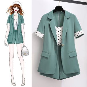 Ensemble Court Femme Pois Motif Blazers