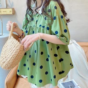 Chemisier Dentelle Doux Épissés Coréen Pois