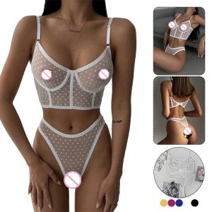 Ensemble Lingerie Sensuelle Dentelle Pois