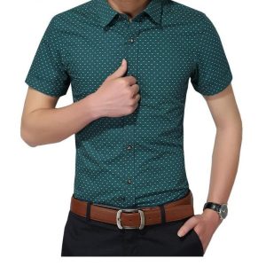Chemise Coton Homme Pois Décontractée Unique