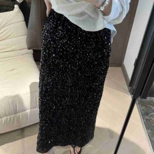 Jupes Mi-Longues Paillettes Mode Pois