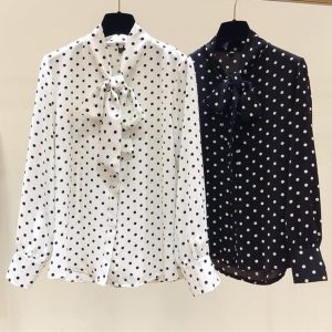 Chemises Mousseline Élégantes Femmes Soie Pois Chic