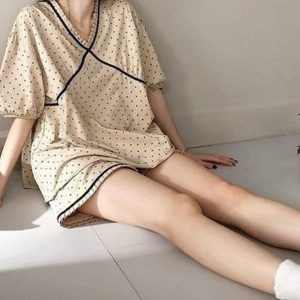 Ensemble Pyjama Pois Femmes Nuit Décontracté