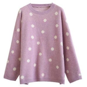 Pull Tricoté Pois Femme Long Hiver