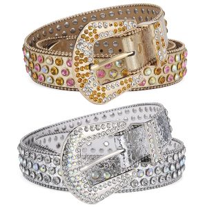 Ceinture Cuir Rivets Brillants Grande Taille