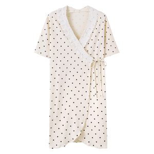 Peignoir Été Coton Femmes Grande Taille Motif Pois Spa