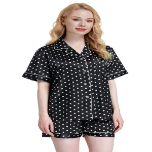 Ensemble Pyjama Satin Femme Nuit Pois