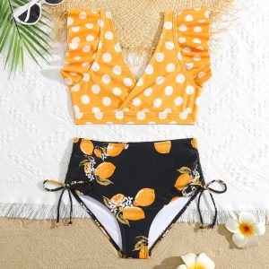 Maillot Bain Deux Pièces Citron Pois