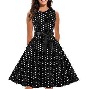 Robe Trapèze Vintage Pois Élégante