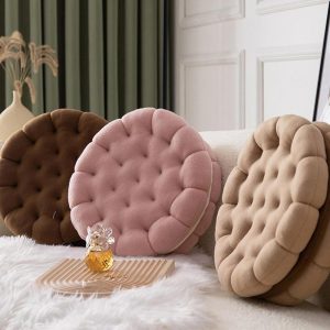 Housse De Coussin En Velours 35X35Cm, Style Biscuit Pois Créatif, Décoration Maison