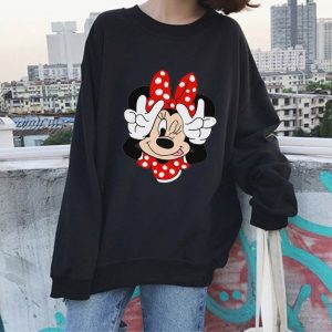 T-Shirt Manches Longues Mickey Mouse Femme Automne Hiver