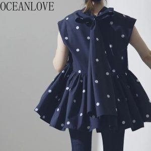 Oceanlove Chemises Pois Femmes Élégantes
