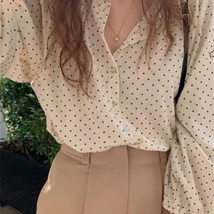 Chemisier Élégant Femme Mode Surdimensionnés Pois Coréen