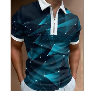 Polo Luxe Hommes Col Rabattu Patchwork Motif Pois
