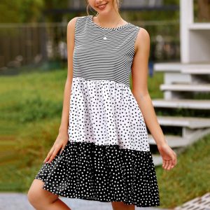 Robe Trapèze Patchwork Été Confortable Femme