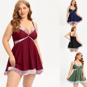 Tankini Grande Taille Imprimé Pois Froncé