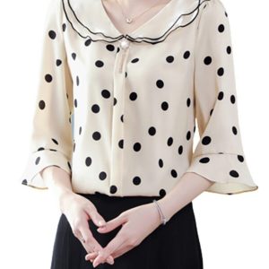 Chemisier Manches Mi-Longues Volants Femmes Décontractée Été