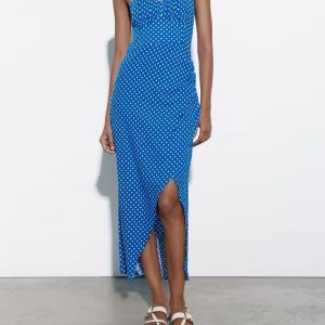 ICCLEK Traf Robe Pois Élégante Femme