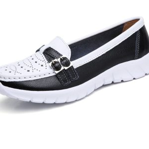 Mocassins Cuir Véritable Femmes Motif Pois