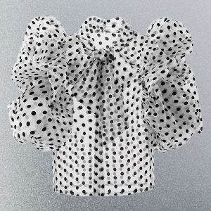 Chemisier Organza Manches Courtes Femme Rétro