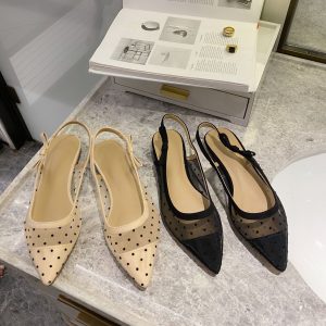 Sandales Maille Pois Talons Bas Élégantes