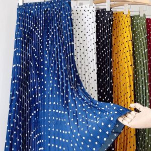 OHRYIYIE Printemps Été Jupe Plissée Vintage