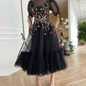 Robes Soirée Tulle Pois Fleurs