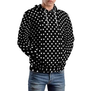 Sweat Capuche Rétro Homme Noir – Pois Décontracté