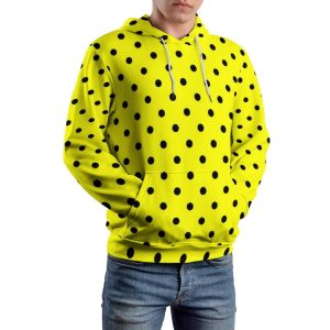 Sweat Capuche Homme Noir Décontracté Hiver Pois