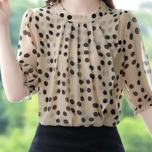 Chemise Mousseline Pois Femme Élégante