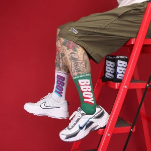 "BBOY" Chaussettes Montantes Imprimé Blanc Vert Noir - URB1™