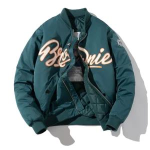 "BROWNIE" Veste Baseball Bombers Vintage Bleu-Vert - URB1™