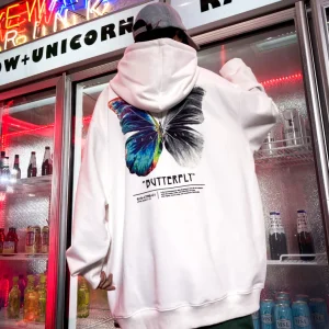 "BUTTERFLY" Sweat-shirt blanc Hoodie à capuche - URB1™