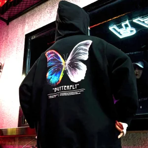 "BUTTERFLY" Sweat-shirt noir Hoodie à capuche - URB1™