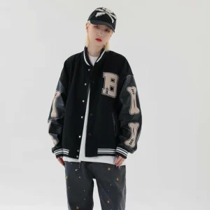 "B" Veste Bombers Versity Jacket Noir - URB1™