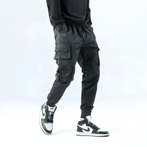 "CG" Pantalon Cargo à Poches Noir - URB1™
