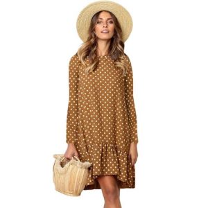 Robe Longue A Pois Femme Volants