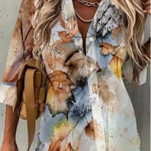 Chemise longue feuille automne