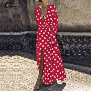 Robe Longue A Pois String Taille Haute Grande Taille