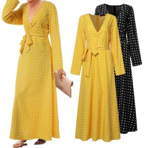 Robe Longue A Pois De Soiree En Dentelle