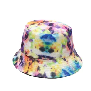 "TIE AND DYE" Chapeau Bob Imprimé Jaune Bleu Vert - URB1™