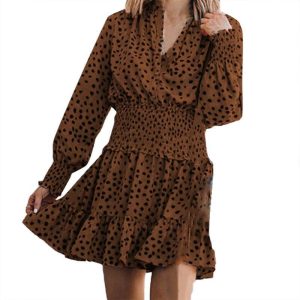 Robe A Pois Ceinture En Tissu Femme