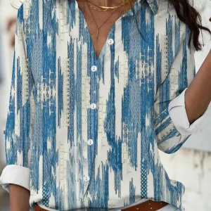 Chemise imprimée bleu manches longues